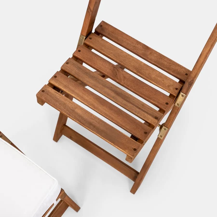 Set bistrot tavolo 70x40 cm e 2 sedie in legno di acacia - Paja
