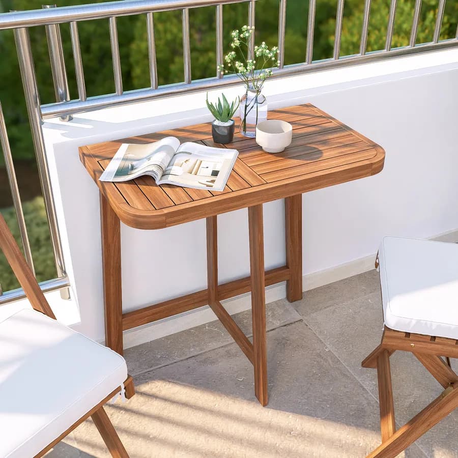 Set bistrot tavolo 70x40 cm e 2 sedie in legno di acacia - Paja