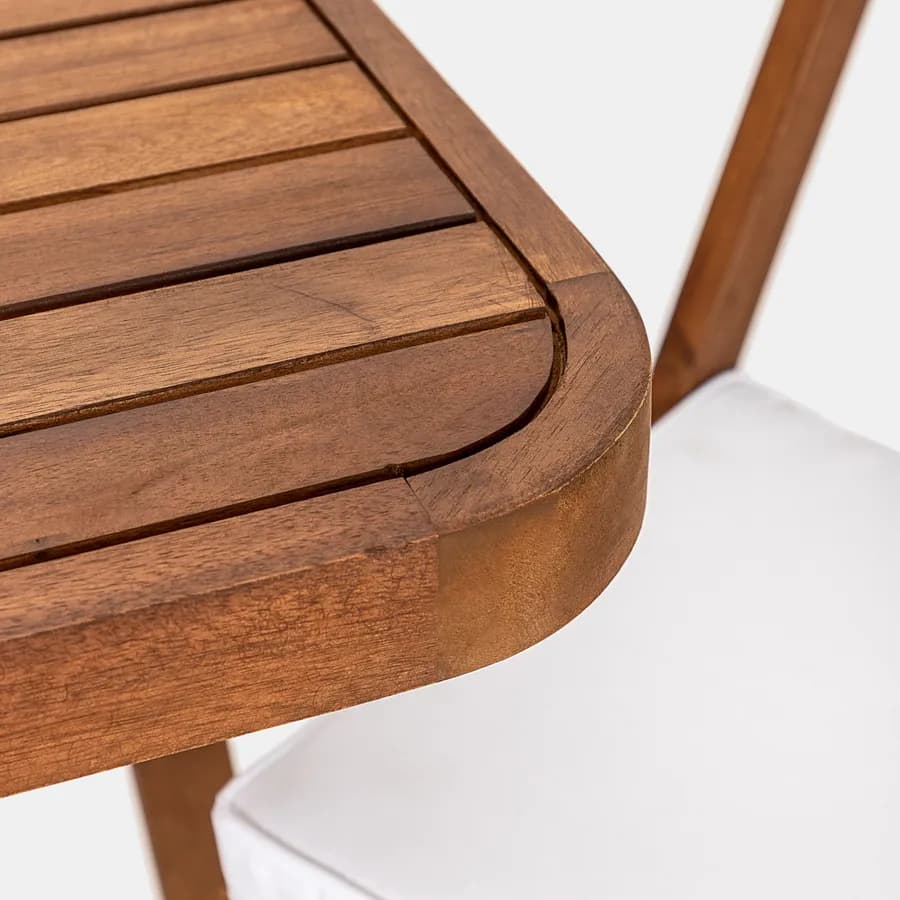 Set bistrot tavolo 70x40 cm e 2 sedie in legno di acacia - Paja