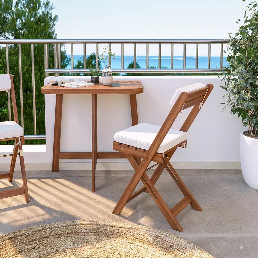Set bistrot tavolo 70x40 cm e 2 sedie in legno di acacia - Paja