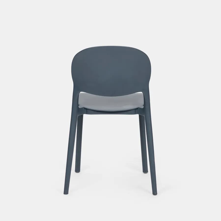 Set bistrot tavolo rotondo 60 cm e 2 sedie impilabili in polipropilene blu oceano - Sonny