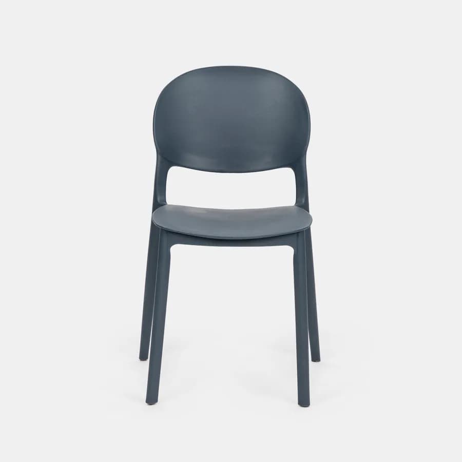 Set bistrot tavolo rotondo 60 cm e 2 sedie impilabili in polipropilene blu oceano - Sonny