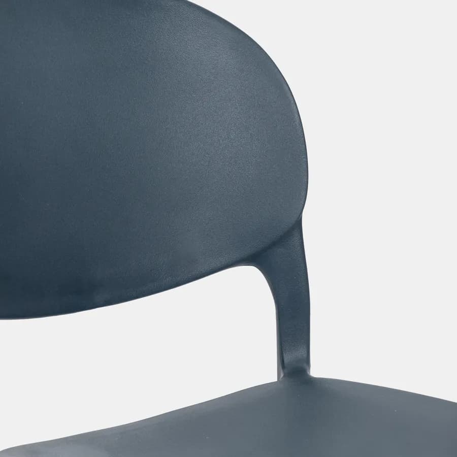 Set bistrot tavolo rotondo 60 cm e 2 sedie impilabili in polipropilene blu oceano - Sonny