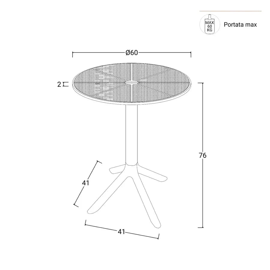 Set bistrot tavolo rotondo 60 cm e 2 sedie impilabili in polipropilene blu oceano - Sonny