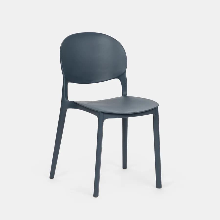 Set bistrot tavolo rotondo 60 cm e 2 sedie impilabili in polipropilene blu oceano - Sonny
