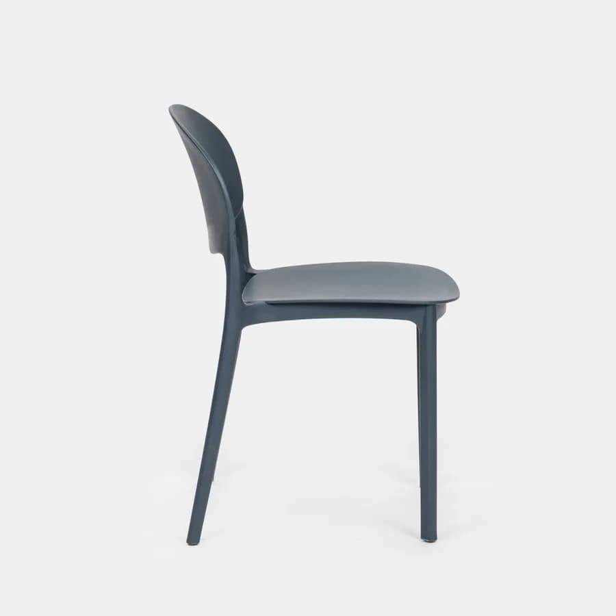 Set bistrot tavolo rotondo 60 cm e 2 sedie impilabili in polipropilene blu oceano - Sonny