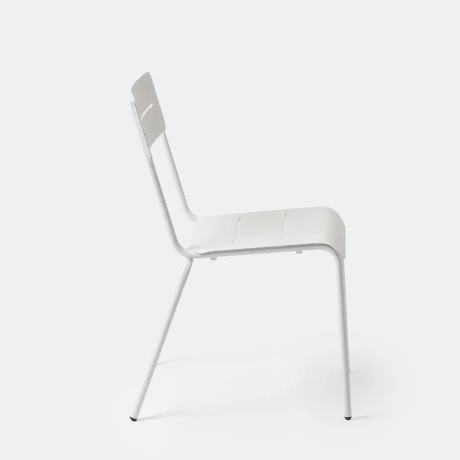 Set bistrot tavolo rotondo 60 cm e 2 sedie in acciaio bianco - Spezia