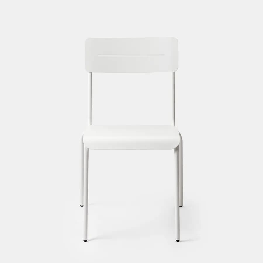 Set bistrot tavolo rotondo 60 cm e 2 sedie in acciaio bianco - Spezia