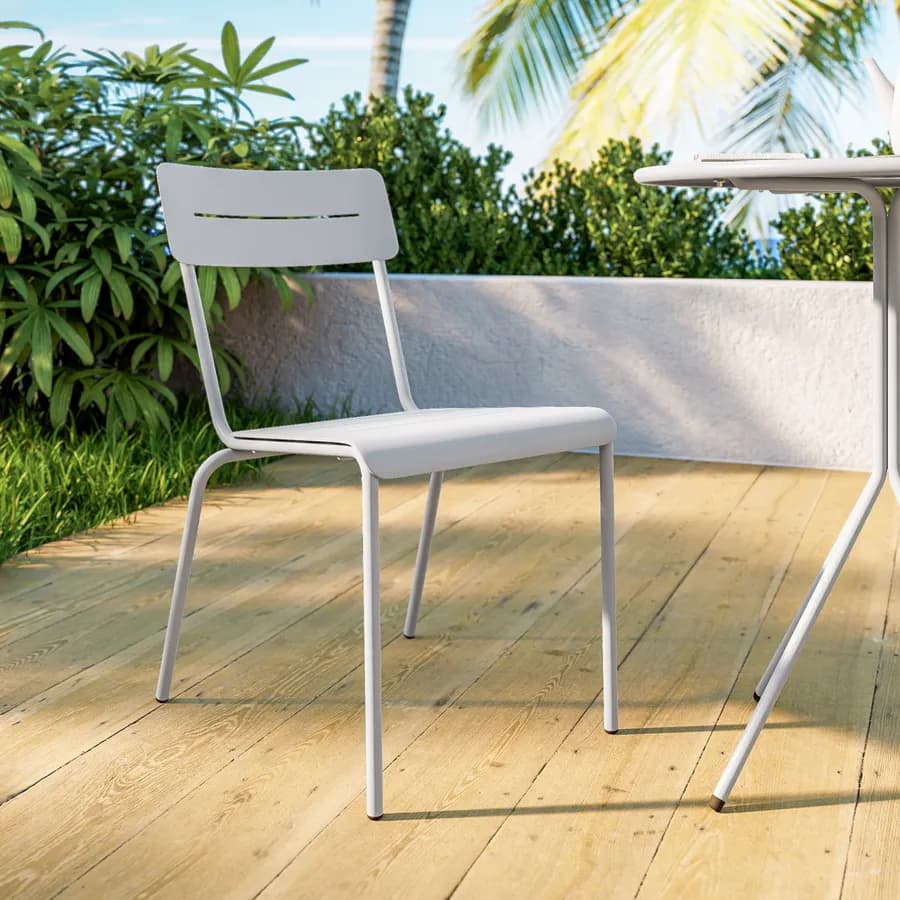 Set bistrot tavolo rotondo 60 cm e 2 sedie in acciaio bianco - Spezia