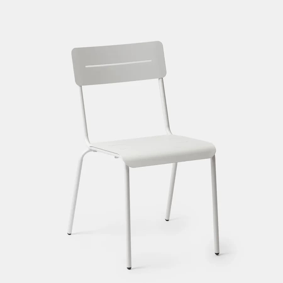 Set bistrot tavolo rotondo 60 cm e 2 sedie in acciaio bianco - Spezia