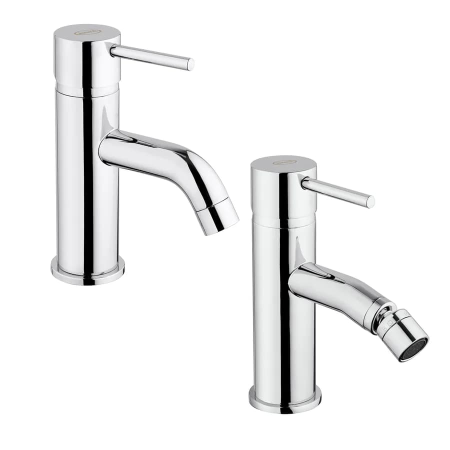 Set completo miscelatori lavabo e bidet per piletta click clack in ottone cromato Jacuzzi - Rubinetteria Gun