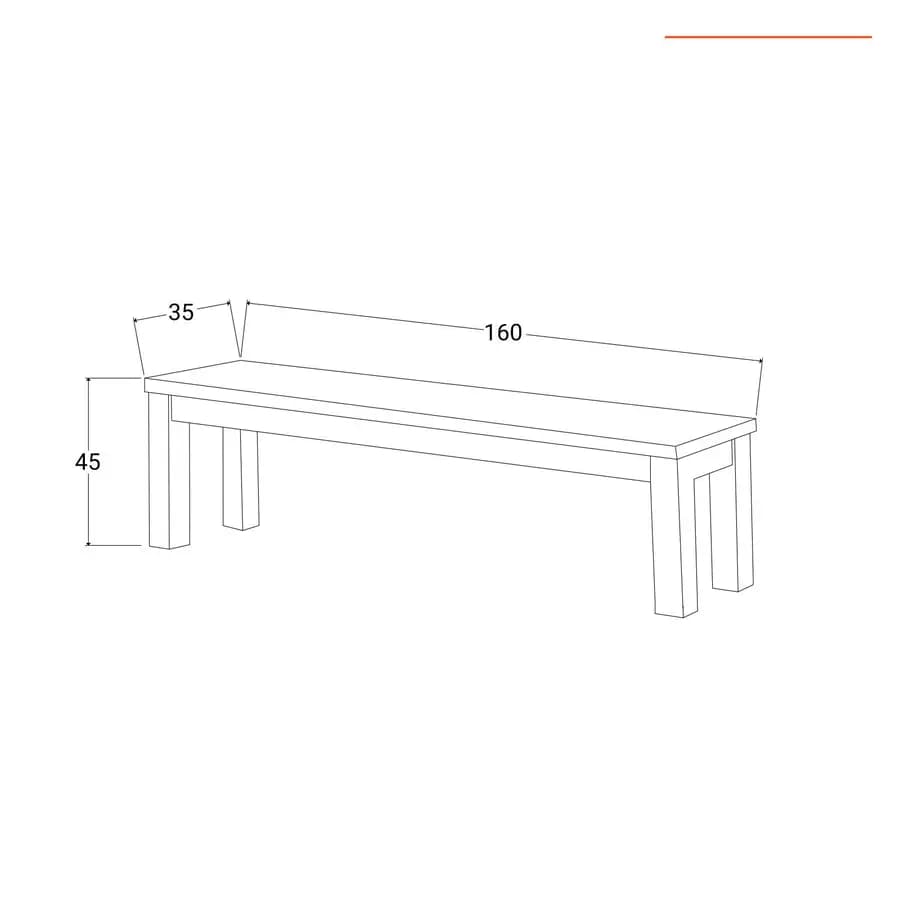 Set pranzo tavolo 160x80 cm e 2 panche in legno di acacia - Paja