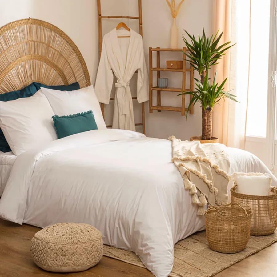 Set copripiumino 240x220 cm e 2 federe 63x63 cm in cotone percalle bianco - Lidia