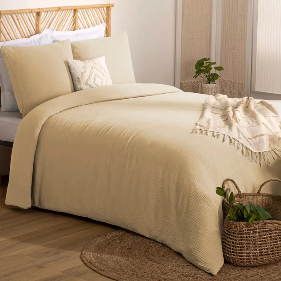 Set copripiumino 240x220 cm in cotone beige con 2 federe 65x65 cm - Origins