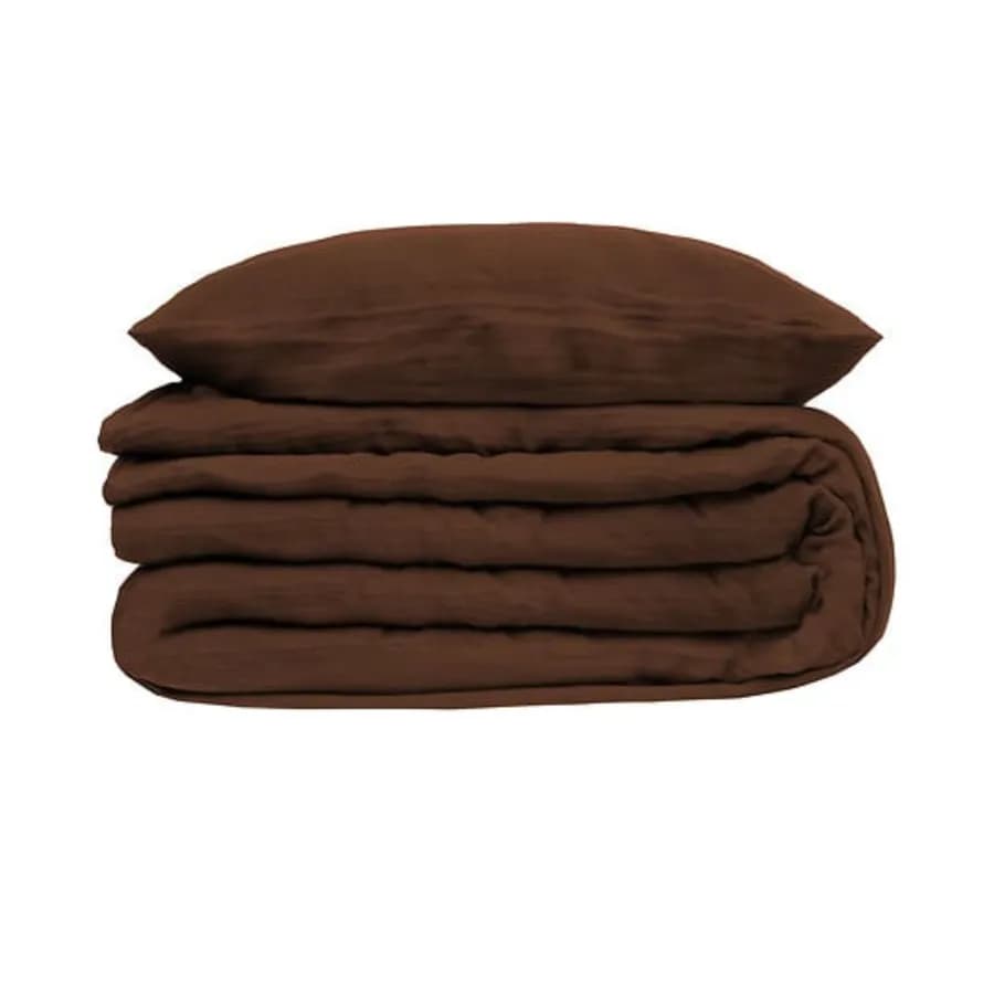 Set copripiumino 260x240 cm in cotone cioccolato con 2 federe 65x65 cm - Origins