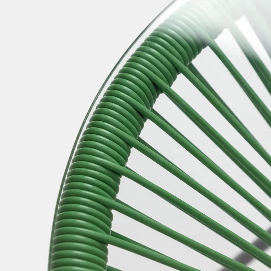 Set relax con 2 poltrone e tavolino rotondo 50 cm in metallo nero e corda verde - Kalimba