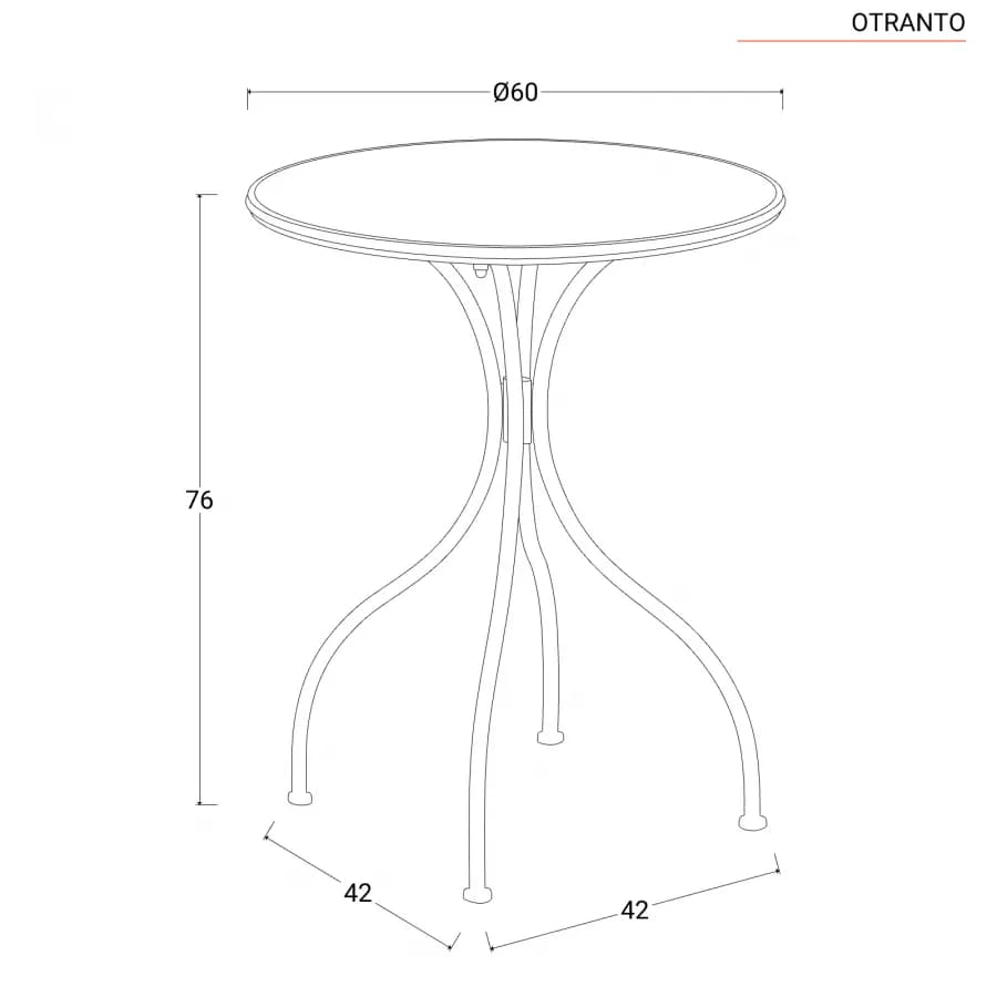 Set bistrot con tavolo rotondo 60 cm e 2 sedie con decorazione mosaico a fiori arancio - Otranto