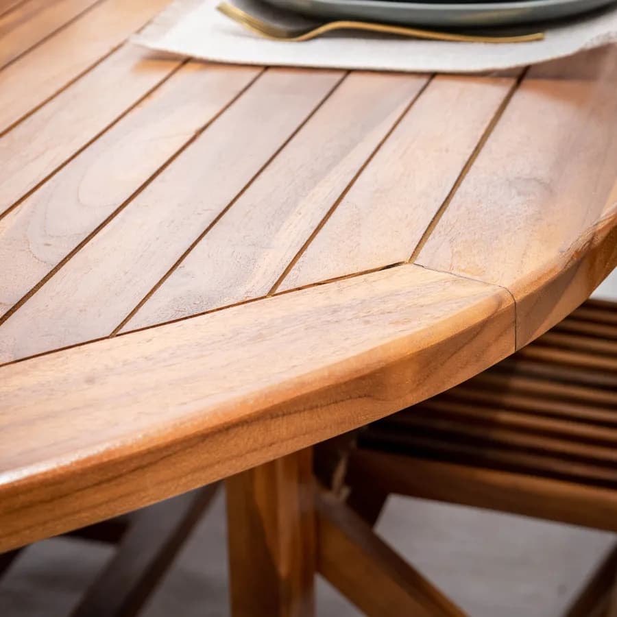 Set pranzo tavolo ovale allungabile 180/240x120 cm e 6 sedie in legno teak - Louis