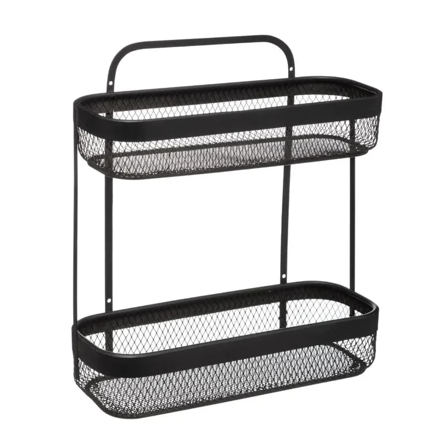 Set di 2 mensole portaoggetti a 2 ripiani in metallo nero