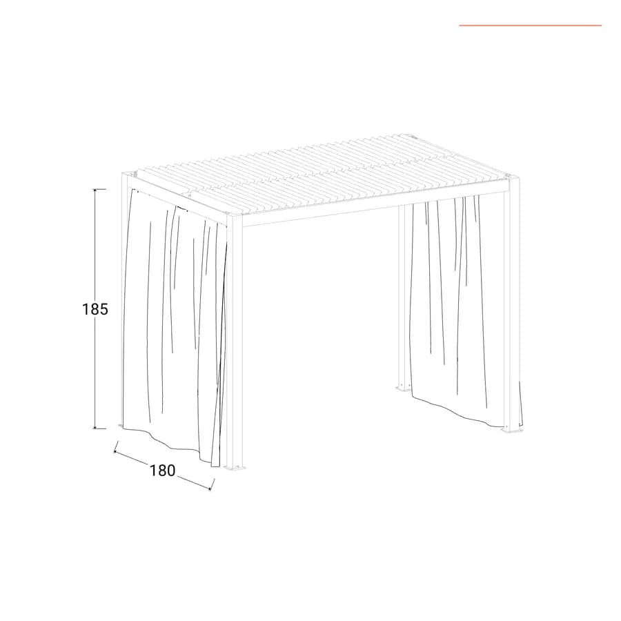 Set di 2 tende laterali per lato da 2 m per gazebo bioclimatico 3x2 m naturale
