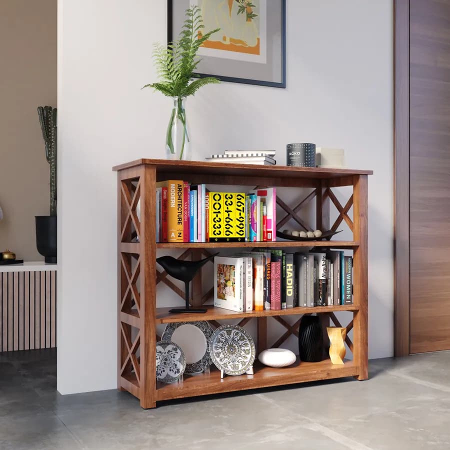 Set 3 librerie in legno di acacia con ripiani sollevabili - Freia Acacia