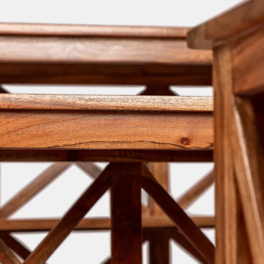 Set 3 librerie in legno di acacia con ripiani sollevabili - Freia Acacia