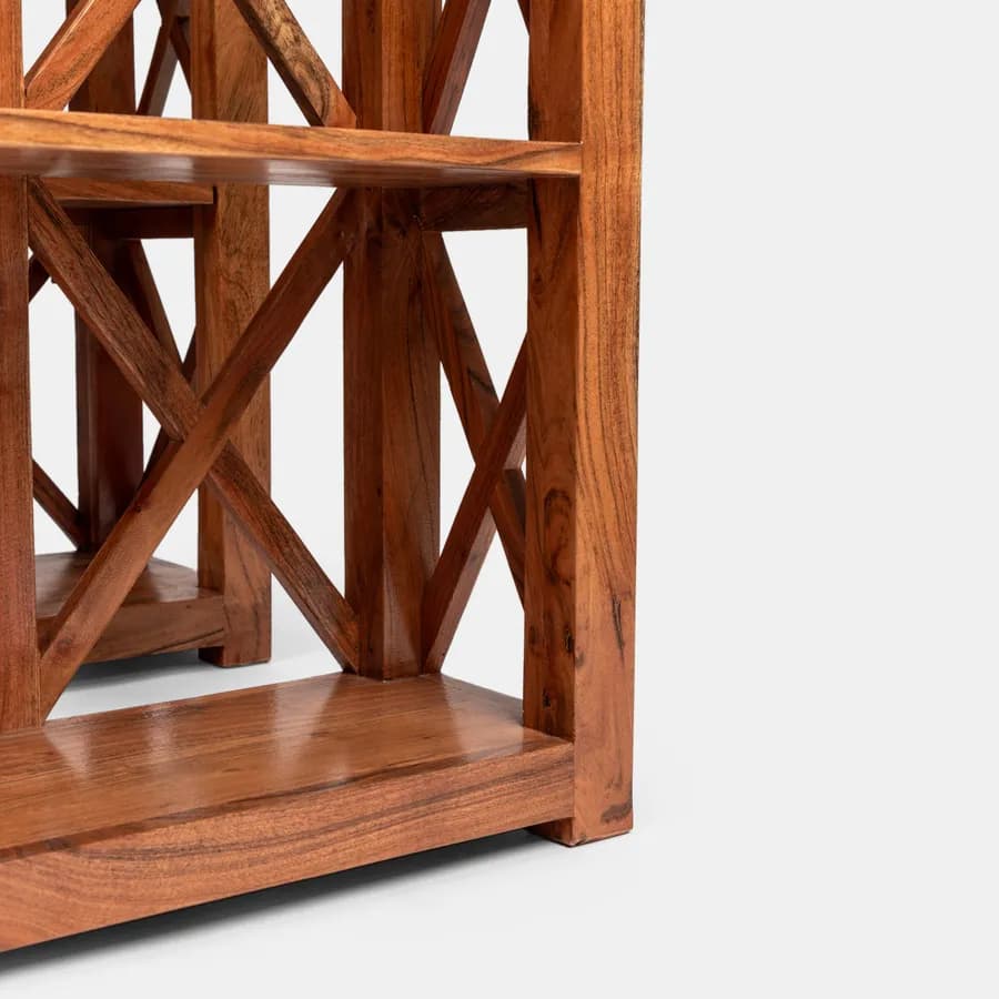 Set 3 librerie in legno di acacia con ripiani sollevabili - Freia Acacia