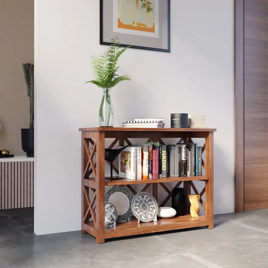 Set 3 librerie in legno di acacia con ripiani sollevabili - Freia Acacia