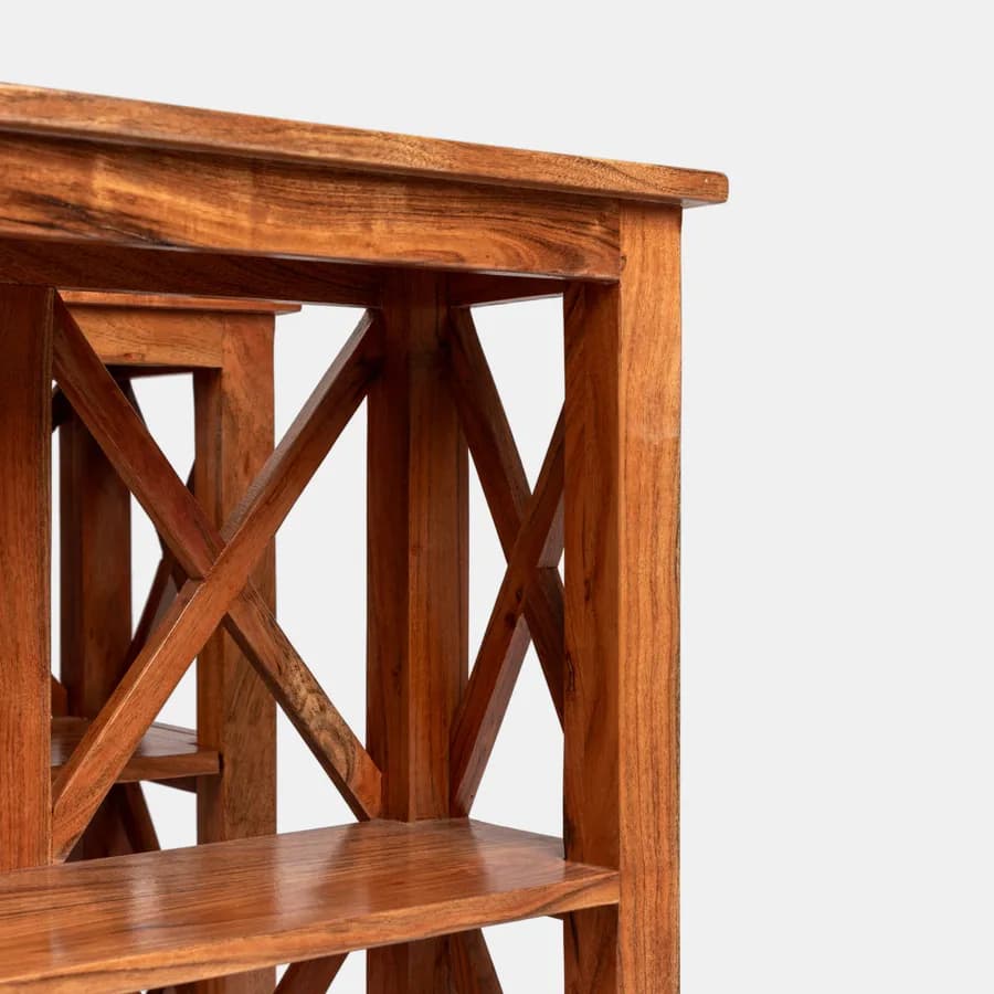 Set 3 librerie in legno di acacia con ripiani sollevabili - Freia Acacia