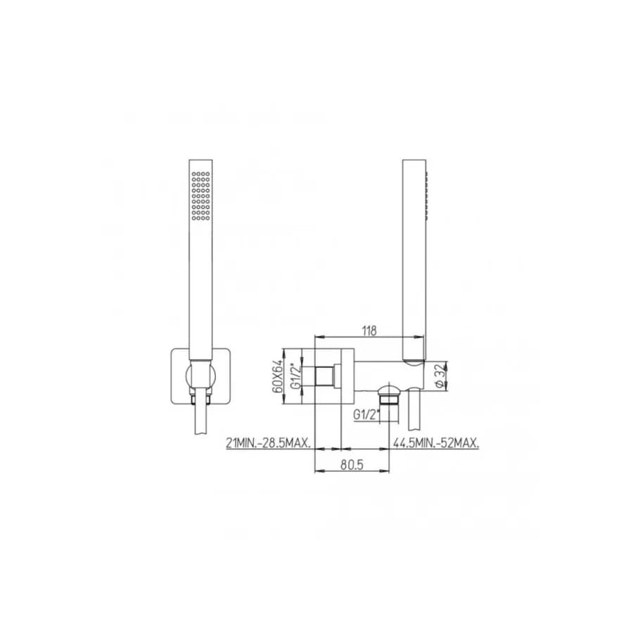 Set doccia con presa acqua e flessibile nero opaco Jacuzzi - Rubinetteria