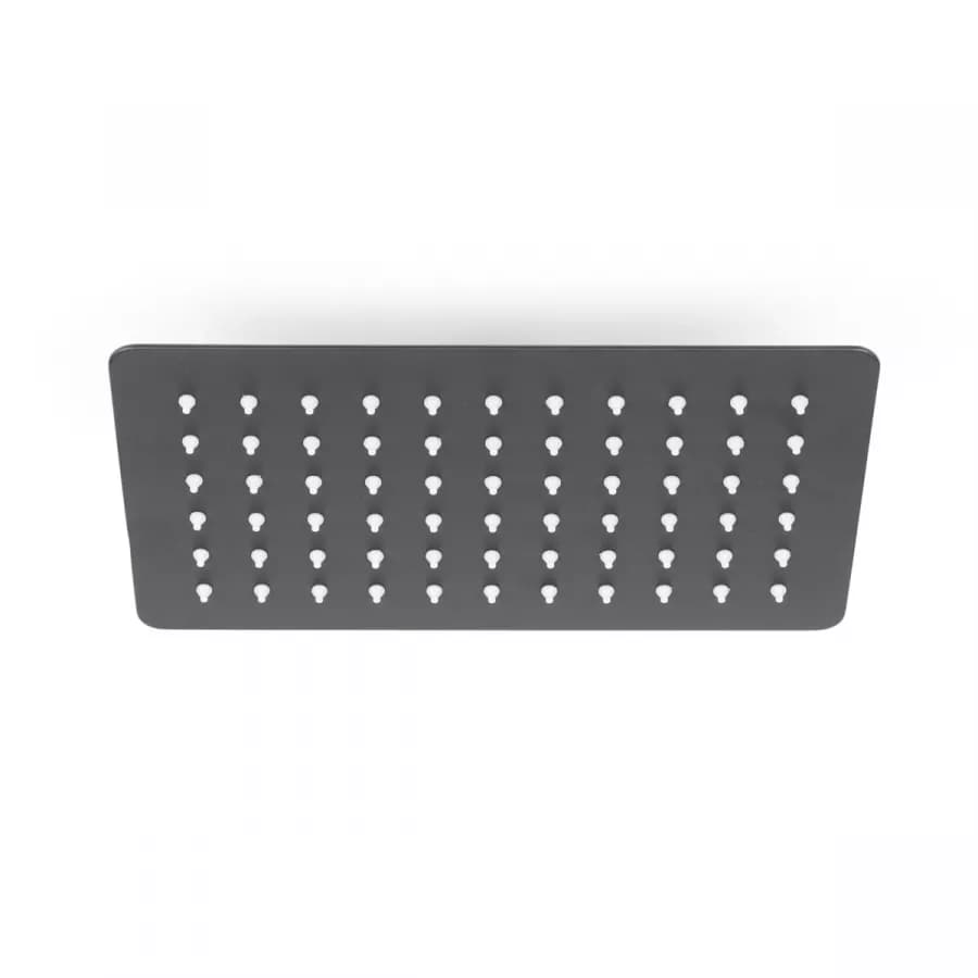 Set doccia con soffione 25x15 cm, braccio 40 cm e kit doccino nero opaco