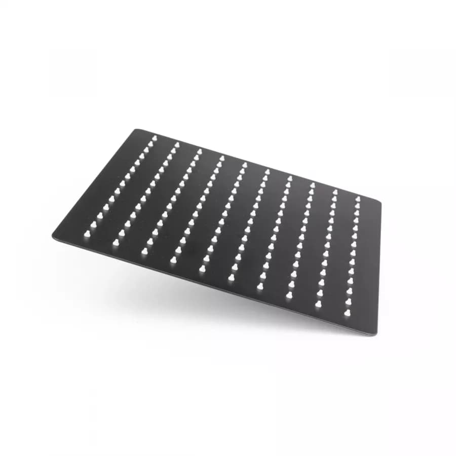 Set doccia con soffione 40x30 cm, braccio doccia 40 cm e kit doccino nero opaco