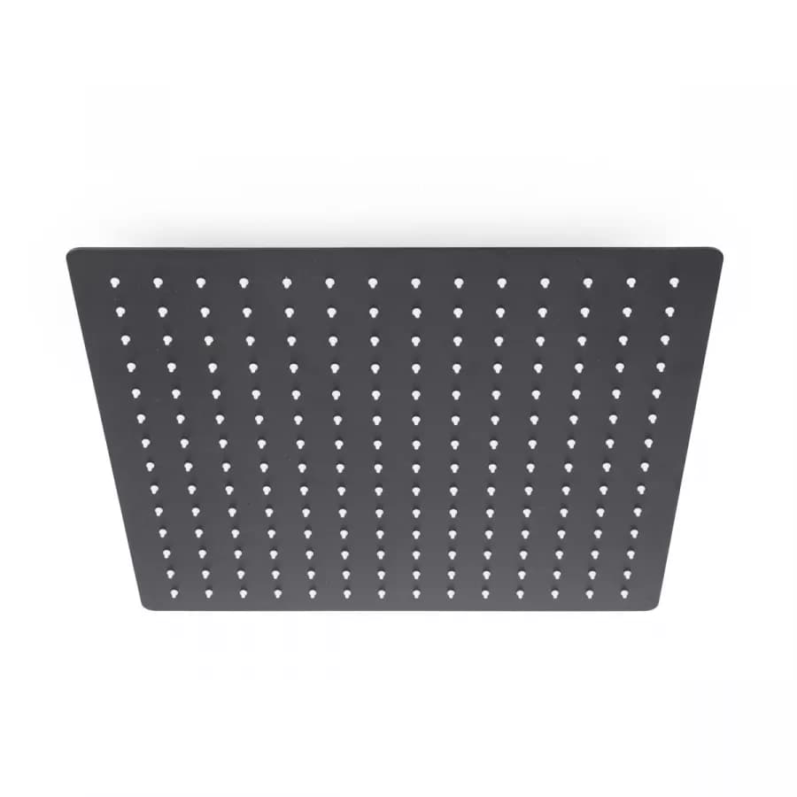 Set doccia con soffione 40x40 cm, braccio quadrato 40 cm e kit doccino nero opaco