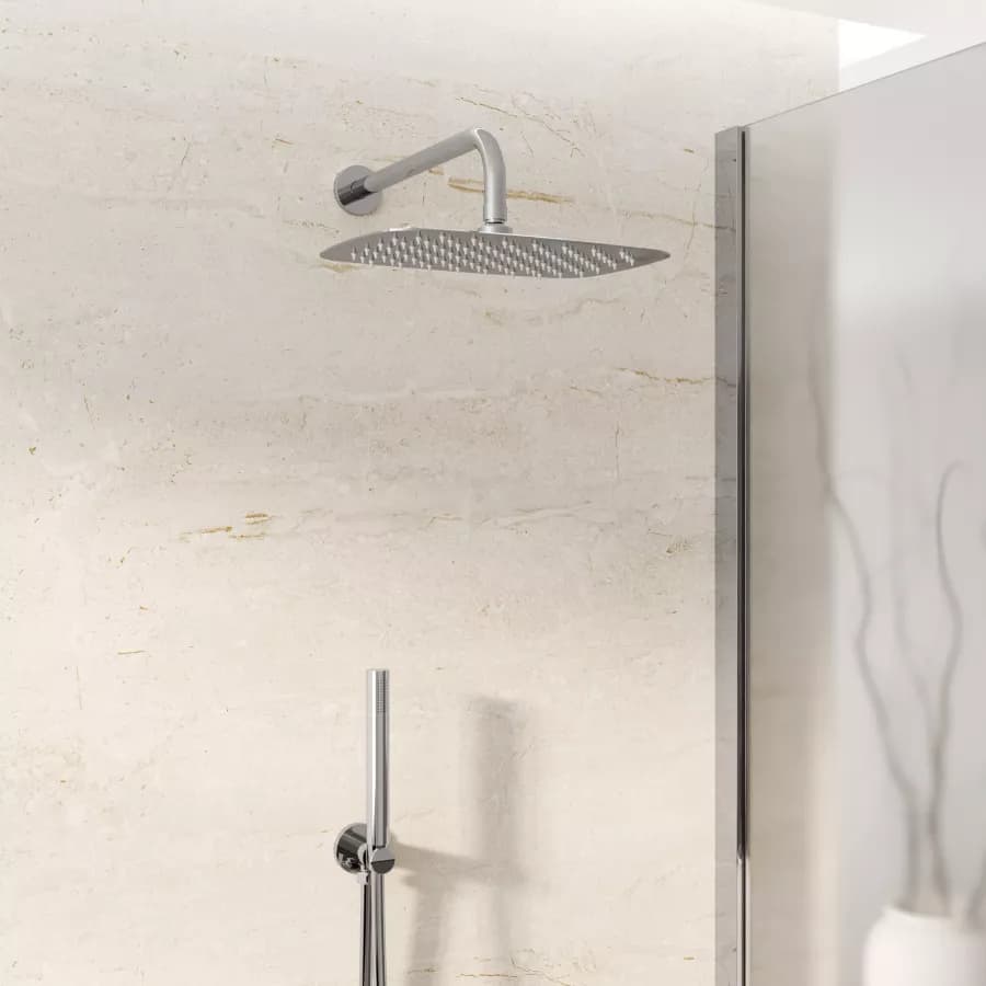 Set doccia con soffione braccio e doccino anticalcare con presa acqua a muro