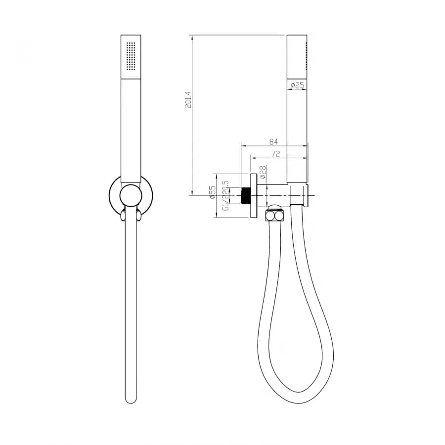 Set doccia con soffione braccio e doccino anticalcare con presa acqua a muro