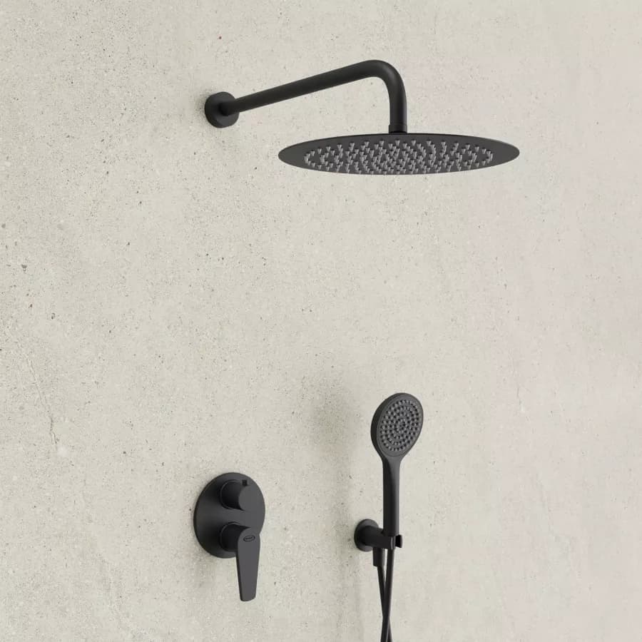 Set doccia incasso 2 vie con braccio 30 + soffione 20 + duplex nero opaco Inca di Jacuzzi - Rubinetteria