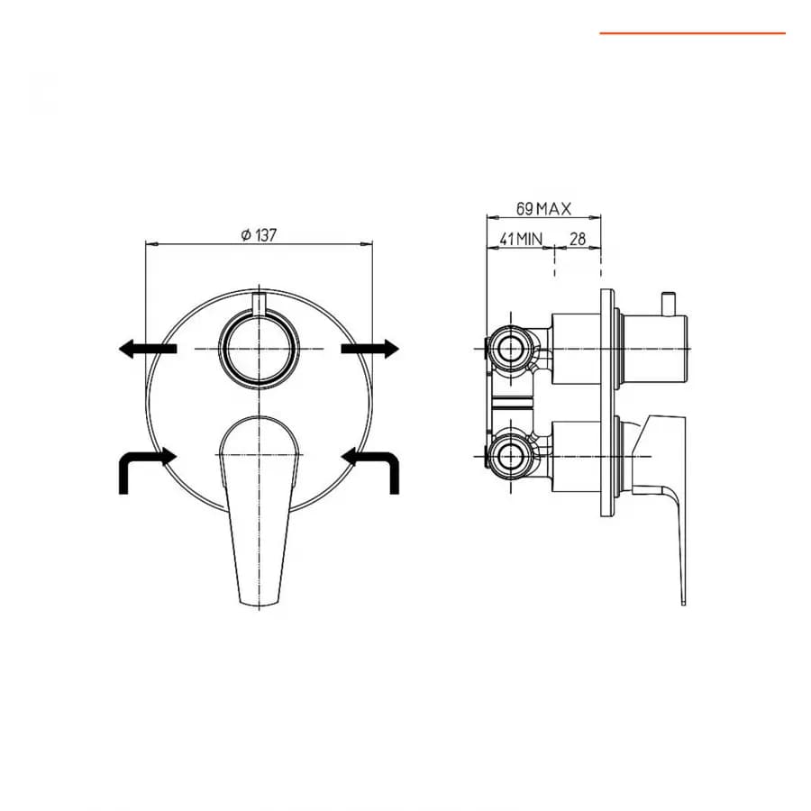 Set doccia incasso 2 vie con braccio 35 + soffione 25 + duplex nero opaco Inca di Jacuzzi - Rubinetteria