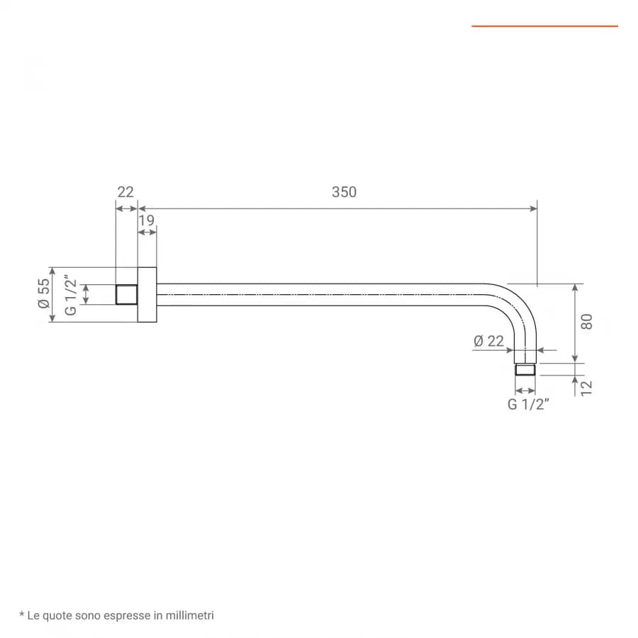 Set doccia incasso con braccio 35 cm e soffione 25 cm nero opaco Brera di Jacuzzi - Rubinetteria