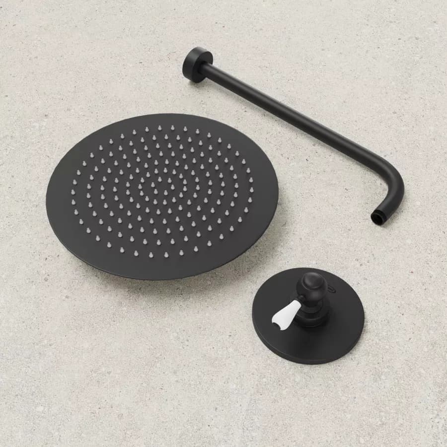 Set doccia incasso con braccio 40 cm e soffione 30 cm nero opaco Brera di Jacuzzi - Rubinetteria