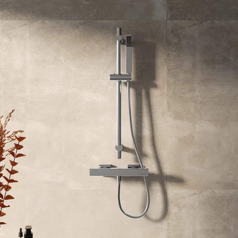 Set esterno doccia termostatico e saliscendi con doccino cromo – Fusion