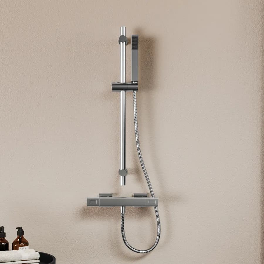 Set esterno doccia termostatico e saliscendi con doccino cromo – Wing