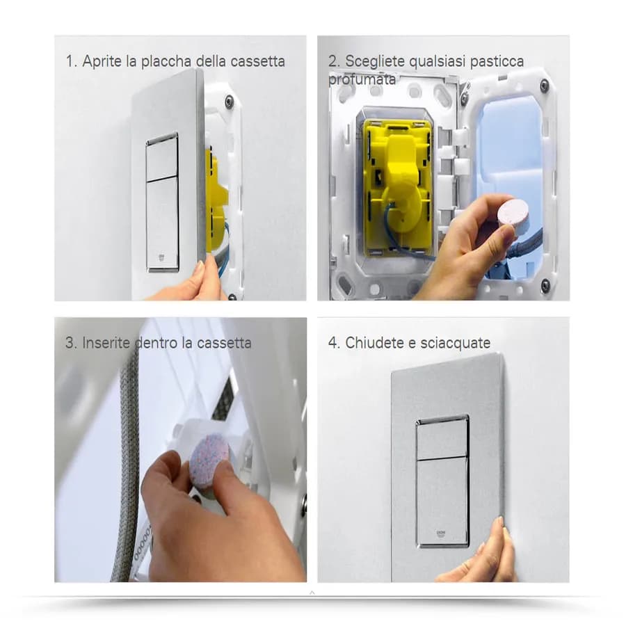 Set Fresh Piastra di azionamento ad incasso Grohe con alloggio per pastiglie detergenti