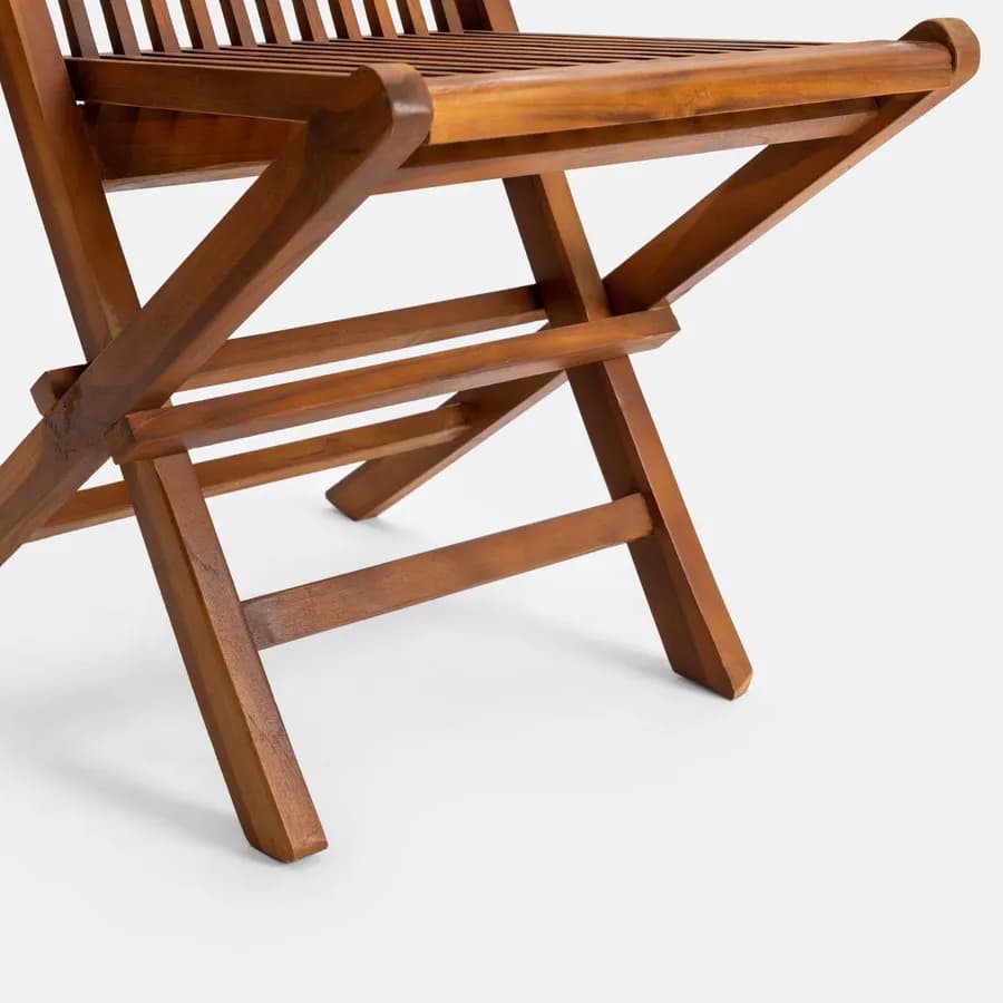 Set pranzo tavolo 80x80 cm e 4 sedie pieghevoli in legno teak - Louis