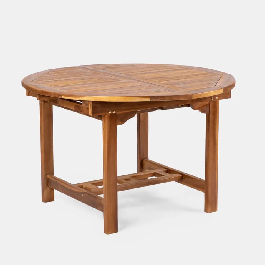 Set pranzo tavolo 120/170x120 cm e 4 sedie pieghevoli in legno teak - Louis