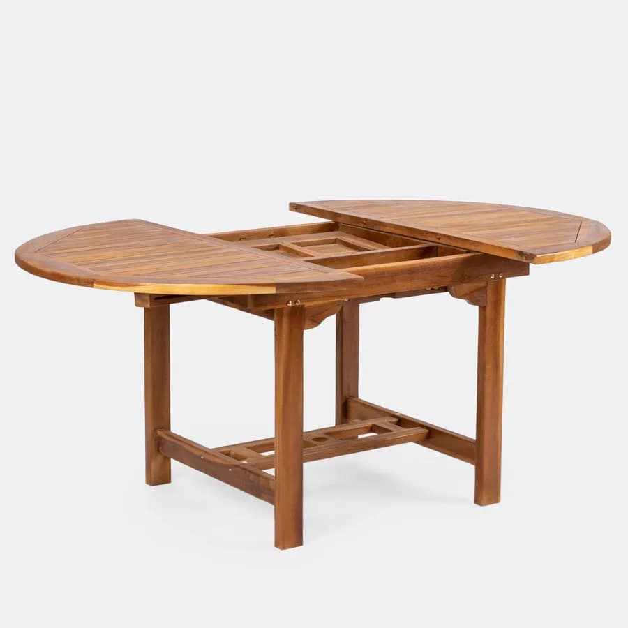 Set pranzo tavolo 120/170x120 cm e 4 sedie pieghevoli in legno teak - Louis