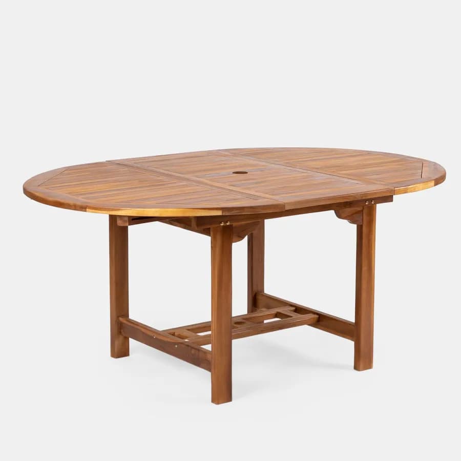 Set pranzo tavolo 120/170x120 cm e 4 sedie pieghevoli in legno teak - Louis
