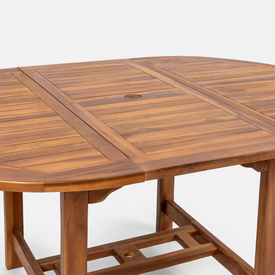 Set pranzo tavolo 120/170x120 cm e 4 sedie pieghevoli in legno teak - Louis