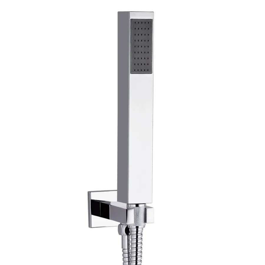 Set incasso doccetta squadrata con presa acqua e flessibile cromo