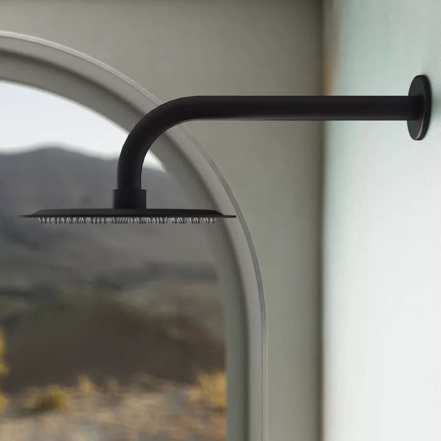 Set incasso doccia con braccio 28 cm e soffione 25 cm nero – Key