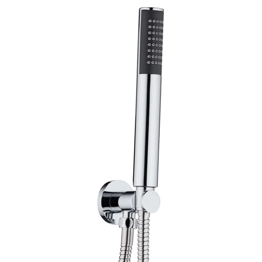 Set incasso doccia con braccio 28 cm soffione doccino e flessibile con presa acqua tonda - Slim